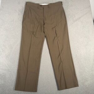 Haggar Pants Mens 38x32 Brown Tan Travel Performance Classic Fit Trousers New